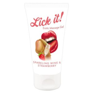 Gel “Erotic Massage Gel Sparkling Wine and Strawberry“ mit Erdbeer-/Sekt-Aroma